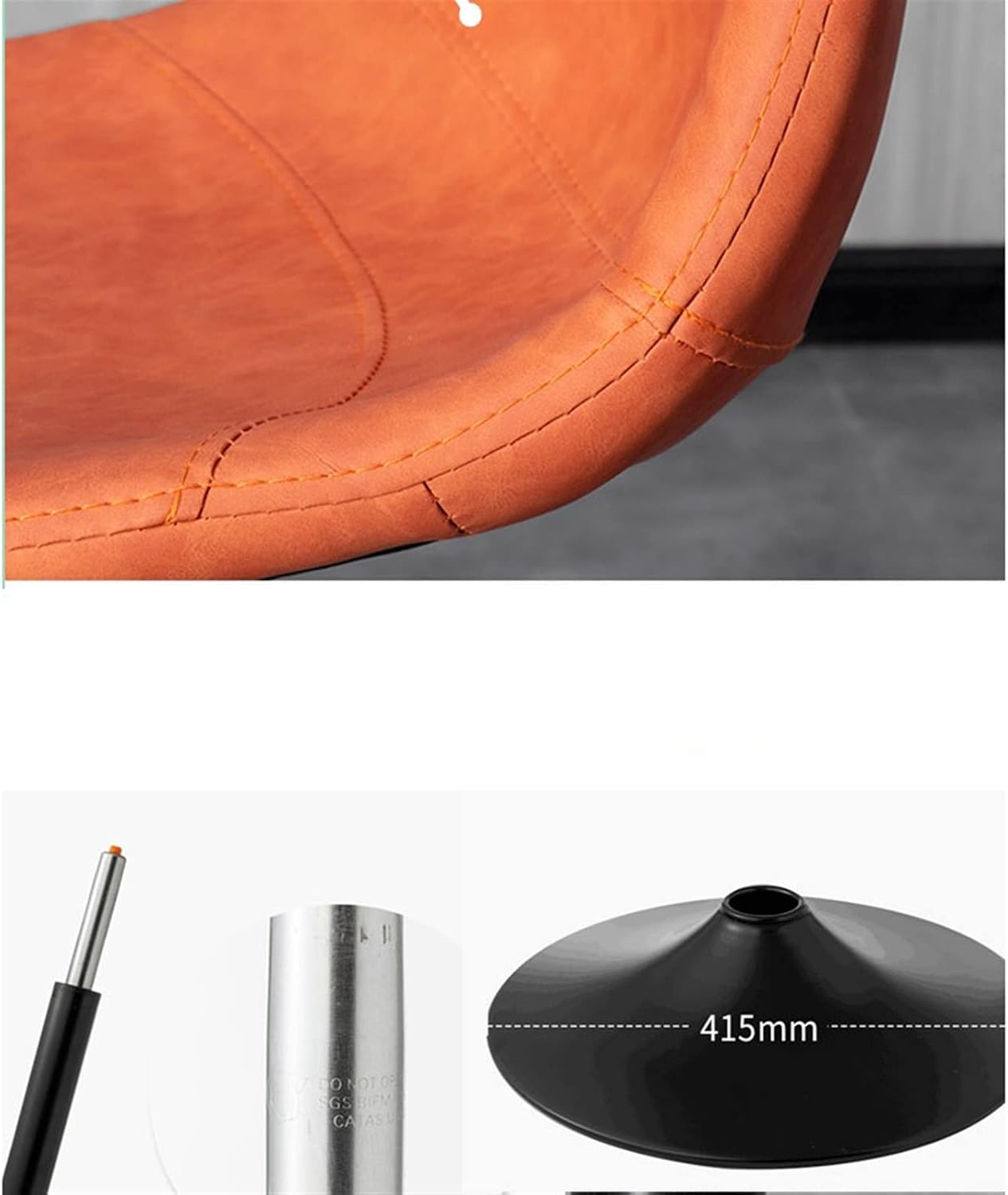 GRFIT Bar Chair Rotatable Bar Chair Modern Restaurant Coffee Shop Island Table Chair Simple Backrest High Foot Dining Chair Can Be Lifted (60-80cm) Adjustable Bar Stools (Color : Orange)