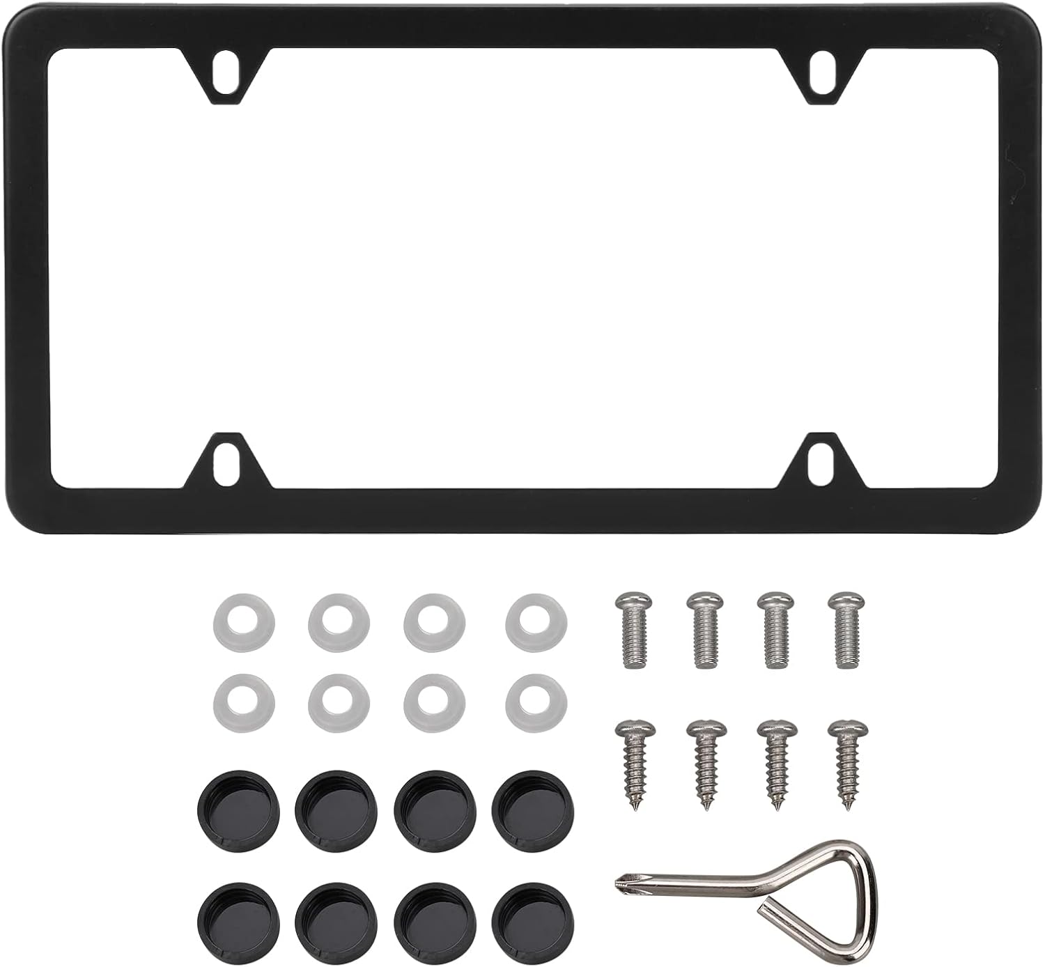 2Pcs 4 Holes Black License Plate Frames, SuCiiBo Premium