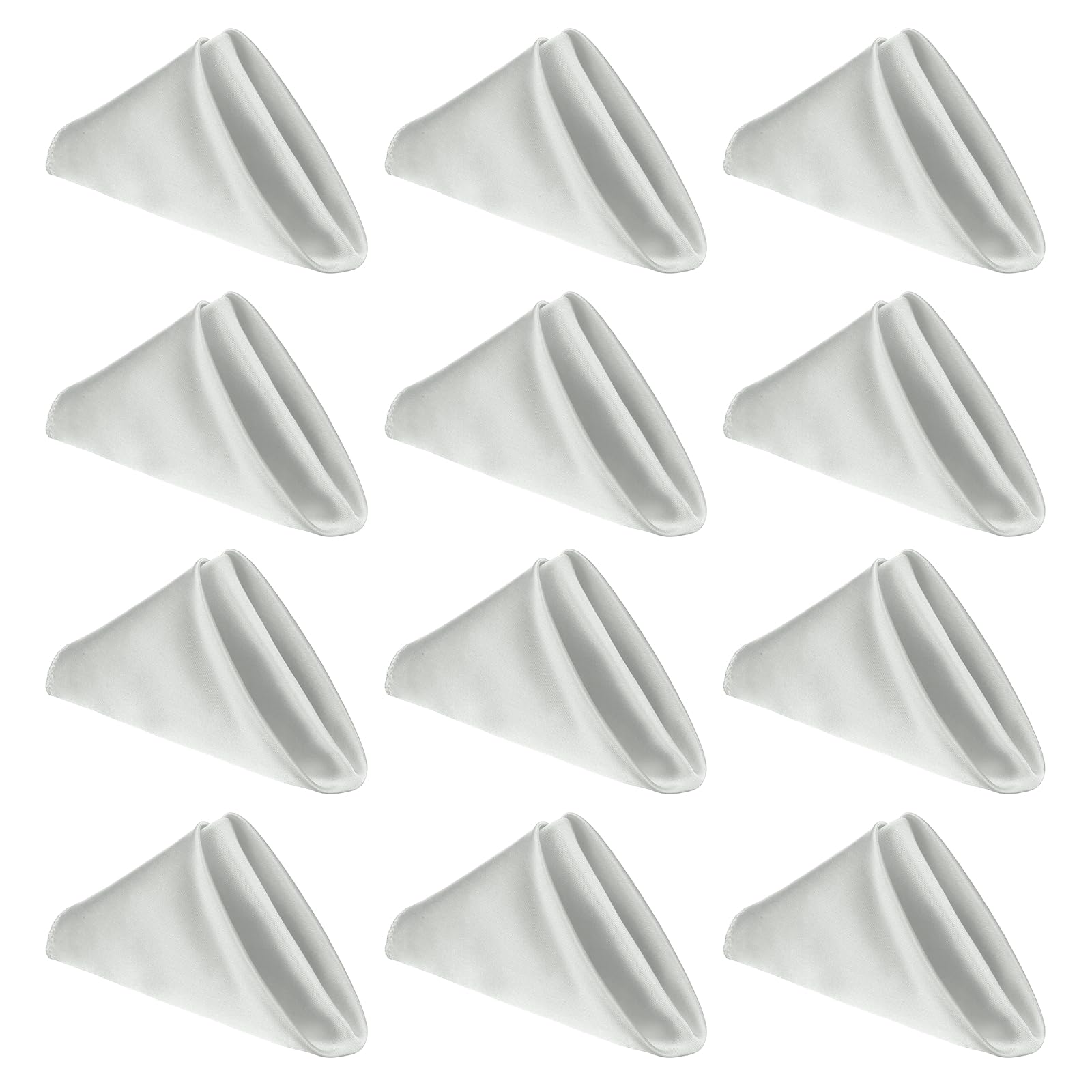 sourcing map 12 Pcs Silver Gray Satin Napkins, 17x17 Inch Dinner Napkins Cloth Washable Polyester Soft Square Table Decoration for Restaurant Parties Wedding Dining Banquet Event โ image 1