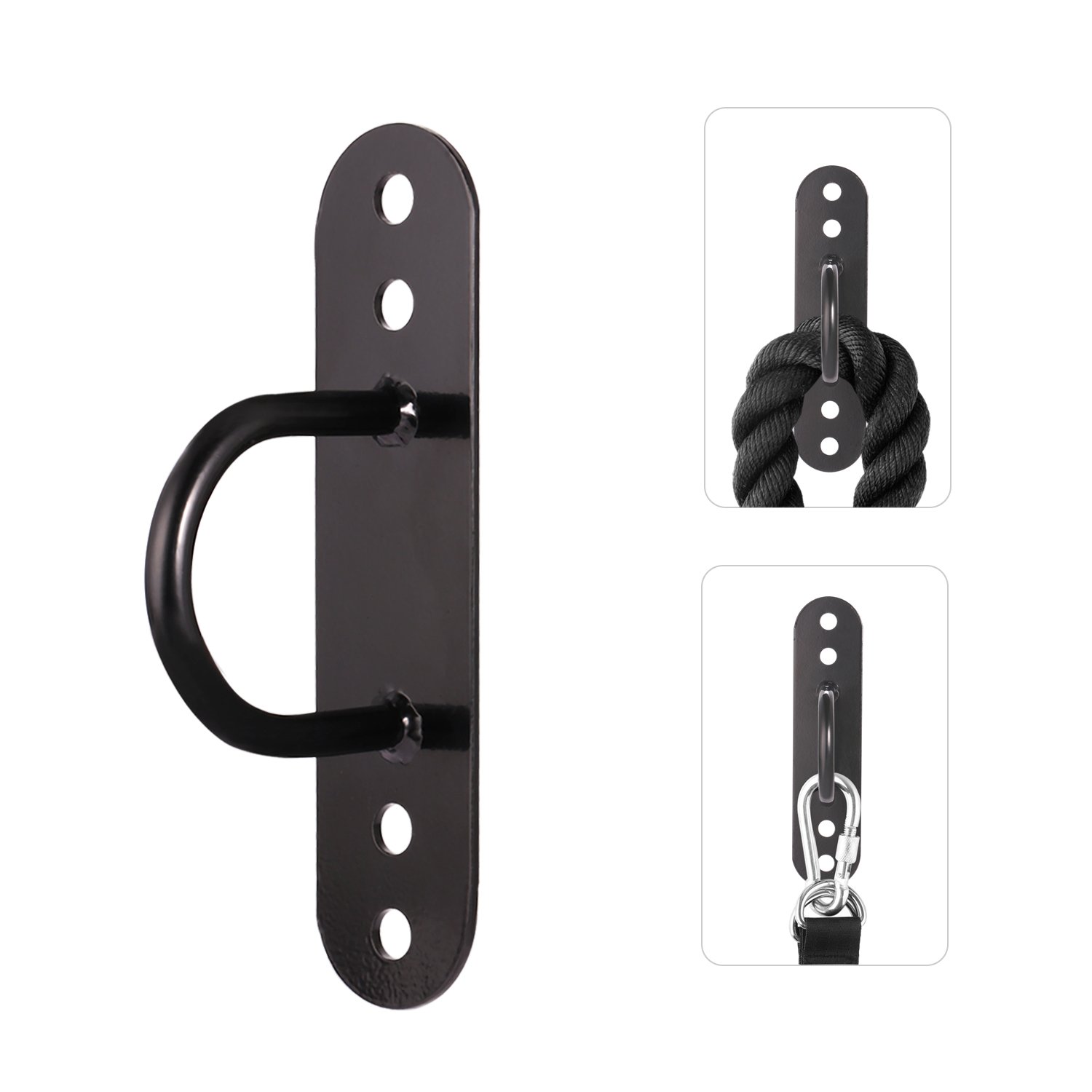 Point d'ancrage pour Installer la Corde Ondulatoire Crochet d'ancrage Mural Anneau d'ancrage Support de Fixation avec 4 vis (Noir 2)
