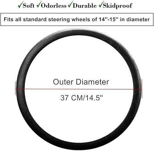 Miniatura 5 de Funda de volante de silicona para automóvil, gran agarre, antideslizante, para diámetro de 13-15 pulgadas (blanco)