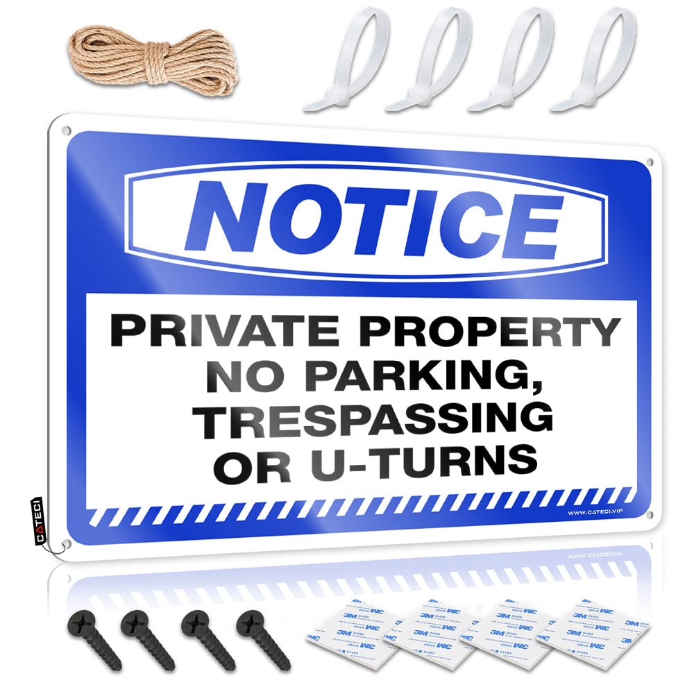 IBWNBBUSN Metal Man Cave Decor Notice Private Property No Parking, Trespassing Tin Sign Metal Man Cave Decor Funny Decor For Bar