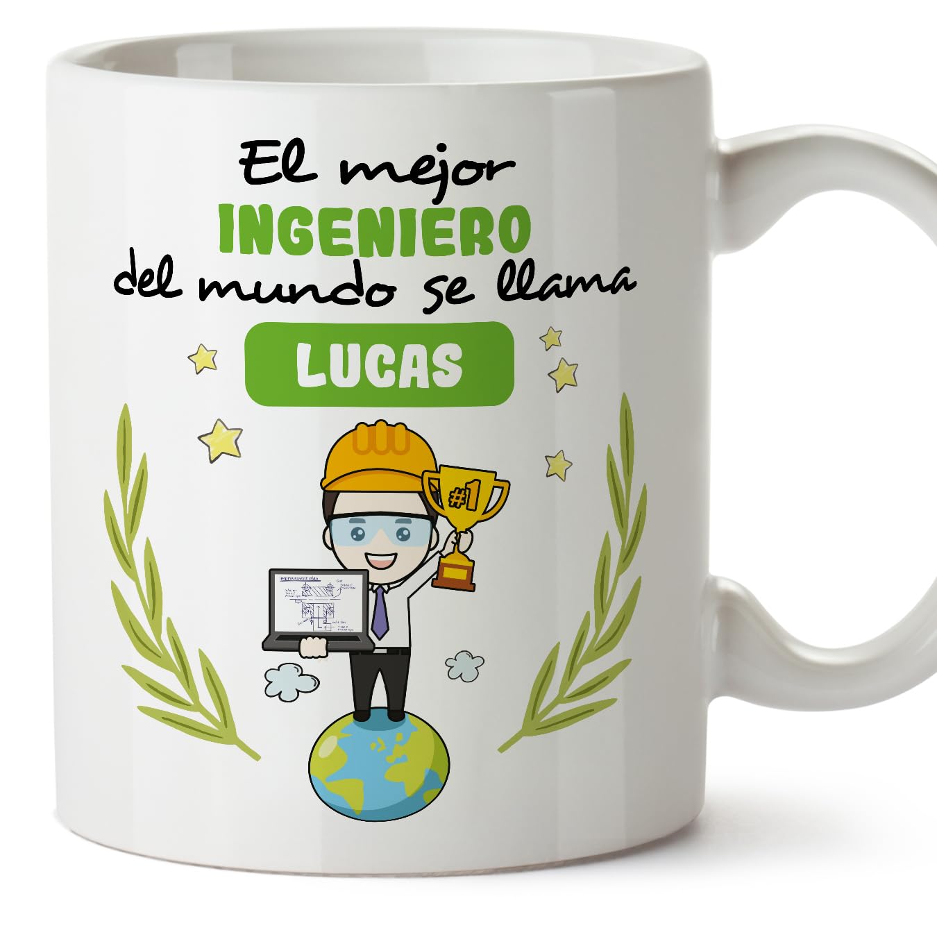 MUGFFINS Personalised Mug for Engineer Man - in Spanish - Eres Mejor del Mundo - Funny Custom Gift for Colleagues - Ceramic 11oz Mug