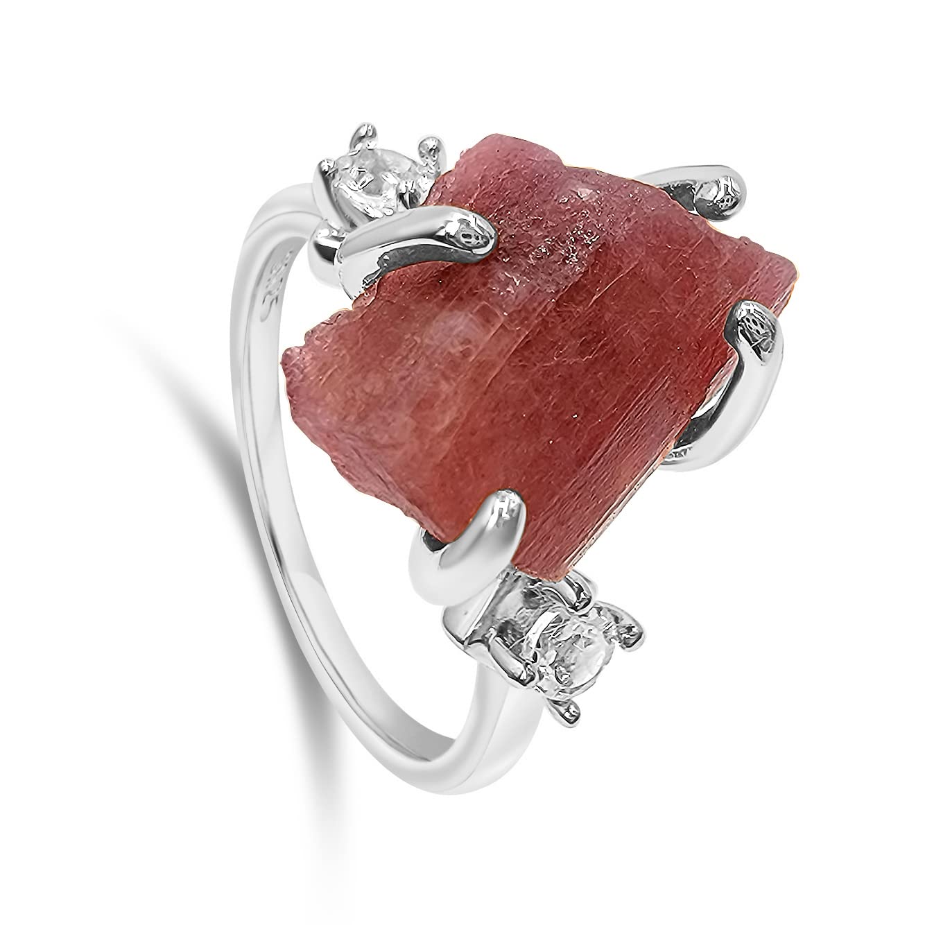 Real Raw Crystal Ring – sterling silver with pink-tourmaline (6) by Uniquelan Jewelry