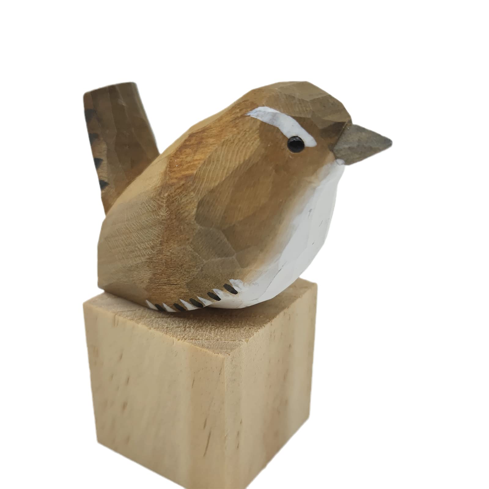 TALKLEK Hand Carved Wooden Bird Figurines, Creative Small Bird Statue for Home Decor, Bird Gifts for Bird Lovers (Winter Wren)