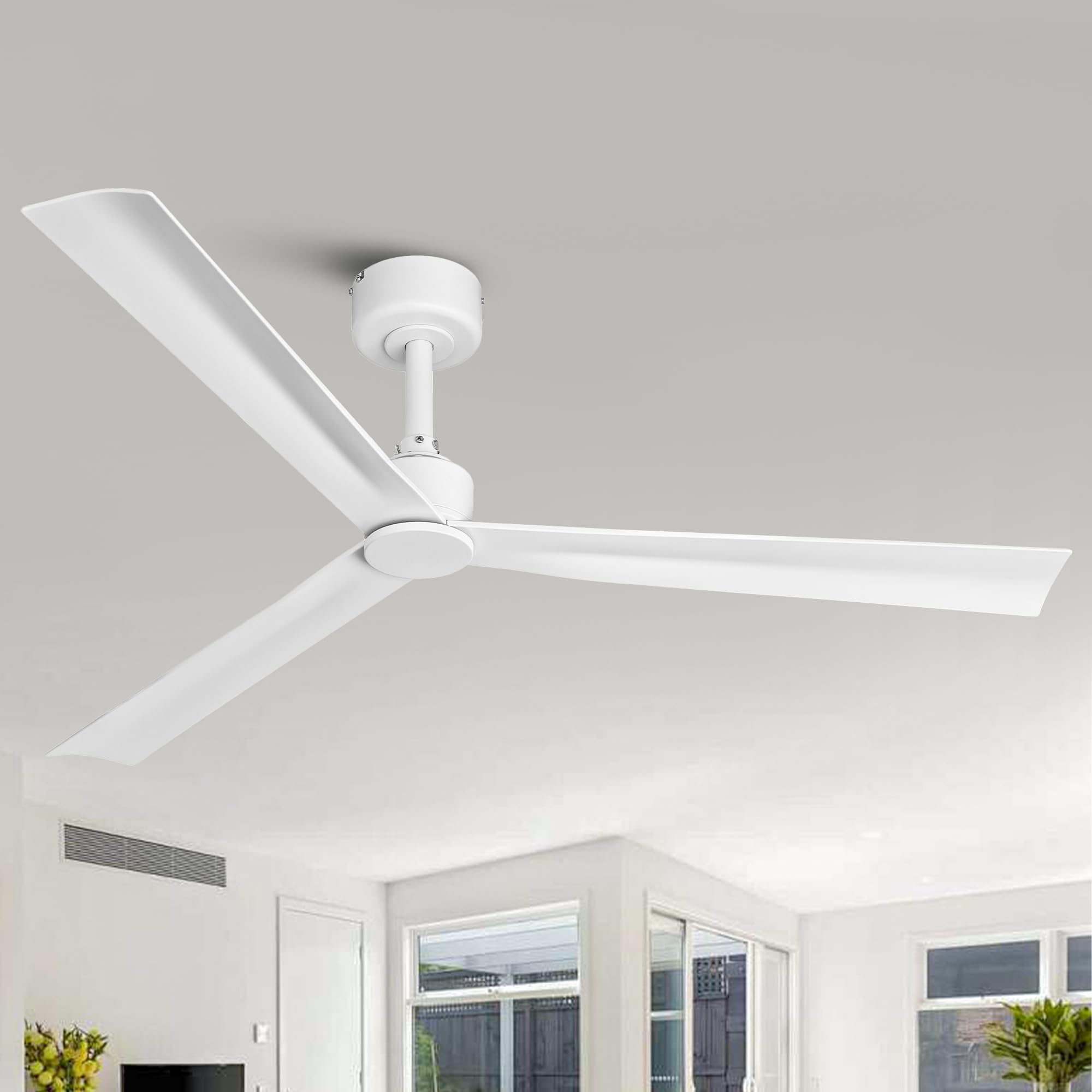 Parrot Uncle Ventilador de Techo 127cm, 40W, 6 Velocidades, Ultra Silencioso, Mando a Distancia, Motor DC, Temporizador, Función Verano/Invierno Dormitorio,Blanco