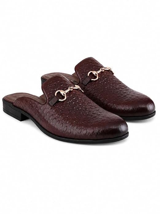 Ezok Men’s Leather Casual Mule Loafers | Stylish Slip-On Back Open Shoes for Party, Office & Casual Wear