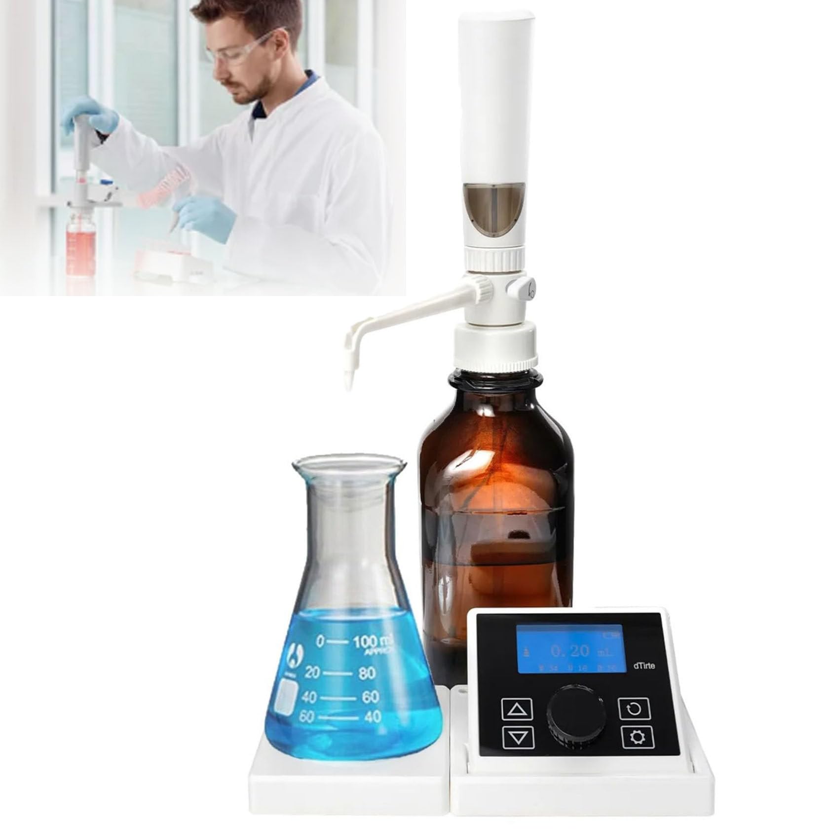 Digitaler Flaschendeckelspender, genauer Flüssigkeitsspender für Laborgebrauch, 0,01-99,99 ml Polypropylen-Bürette
