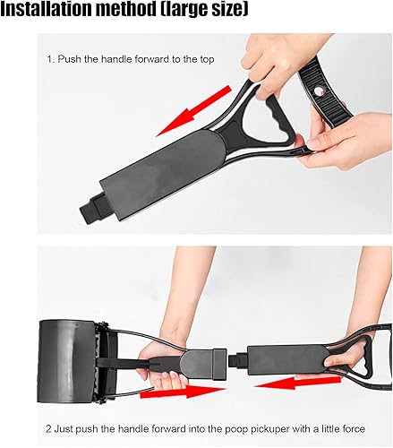 Miniatura 9 de Keenso Cuchara para perros con mango largo de 23.6 in con mango largo para recoger estiércol de mascotas con mango largo (negro)