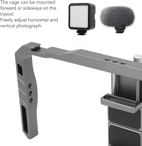 Miniatura 6 de Plataforma de video para smartphone, aleación de aluminio, aparejo de vlogging con asas, jaula portátil para teléfono portátil con cojín de