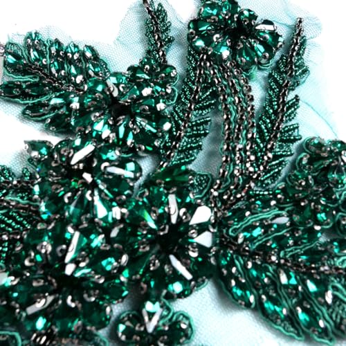 image for Labellezalady Hand-Made Green Beaded Rhinestons DIY Clothing lace Flow