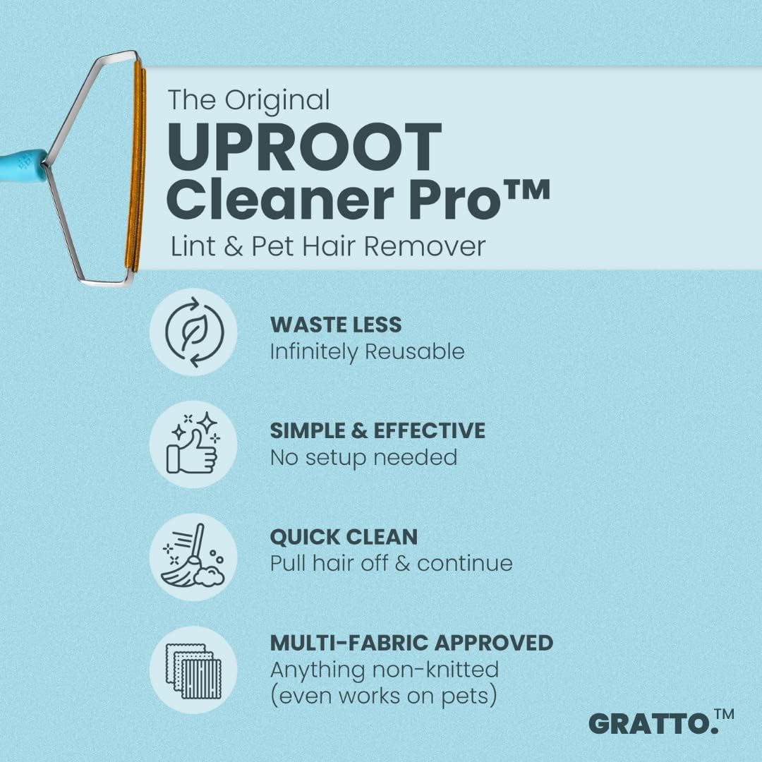 Uproot Cleaner Pro by HYRUS - Reusable Pet Hair Remover - The Non-Damaging Lint Remover and Carpet Scraper by Uproot Clean - Easy Cat Hair Remover & Pet Hair Remover for Couch, Clothes & Rugs : Industrial & Scientific