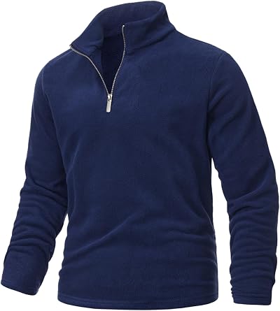 Men Quarter Zip Mock Neck Polar Fleece Pullover Lightweight Warm 1/4 Zipper Jacket Top