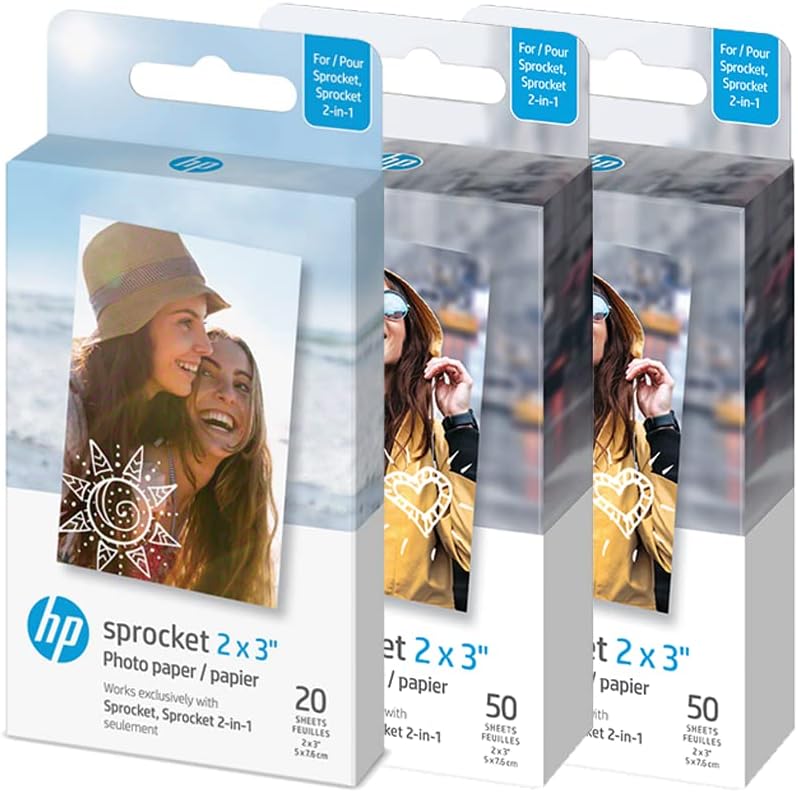 HP 2x3" Premium Zink Photo Paper (120 Pack) Compatible with HP Sprocket Photo Printers.