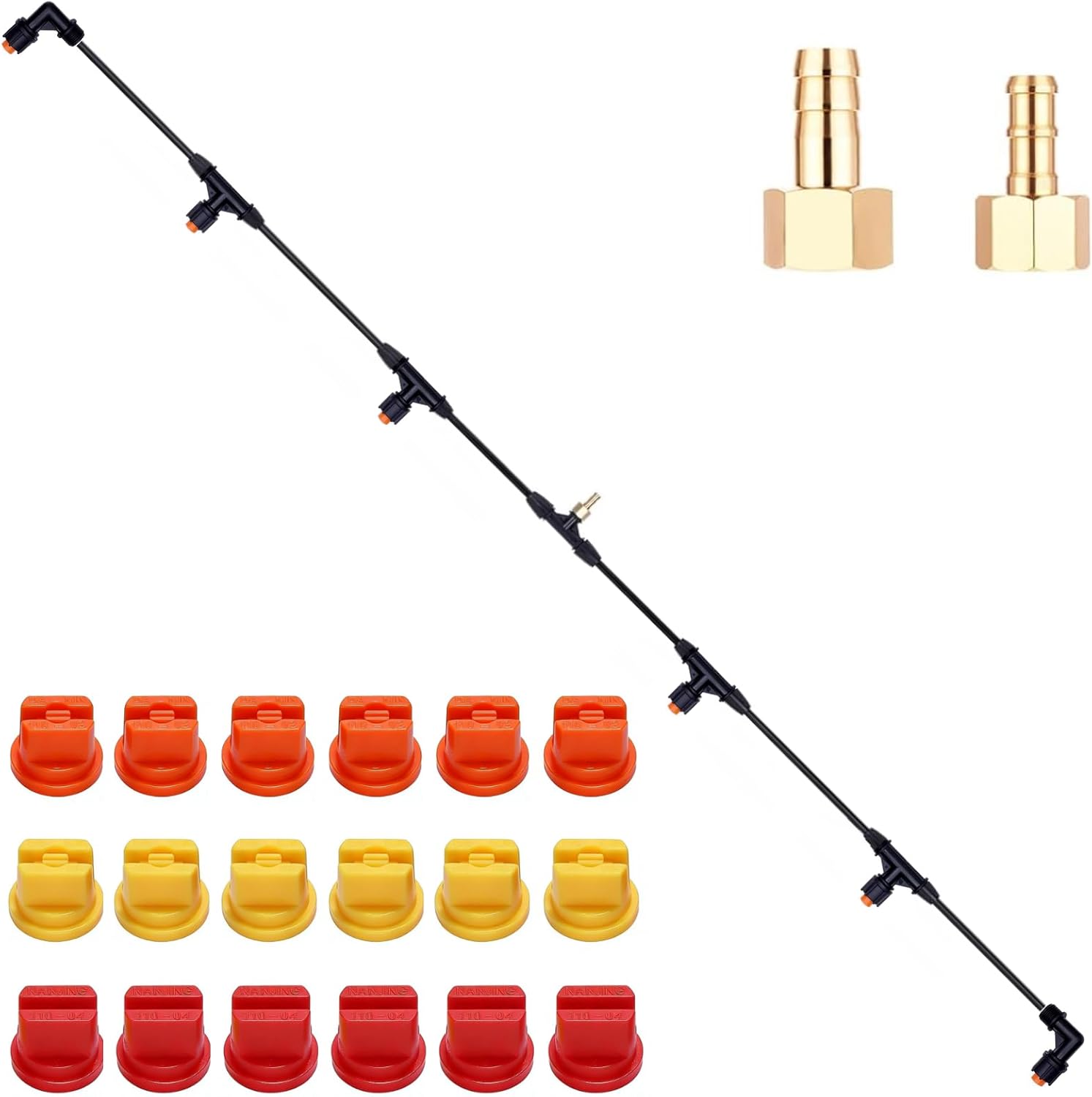 6 Nozzles Sprayer Boom Wand with 3 Flow Rate Nozzle Tips-Wide-Coverage Agricultural & Lawn Spray Attachment for Tractors/UTVs