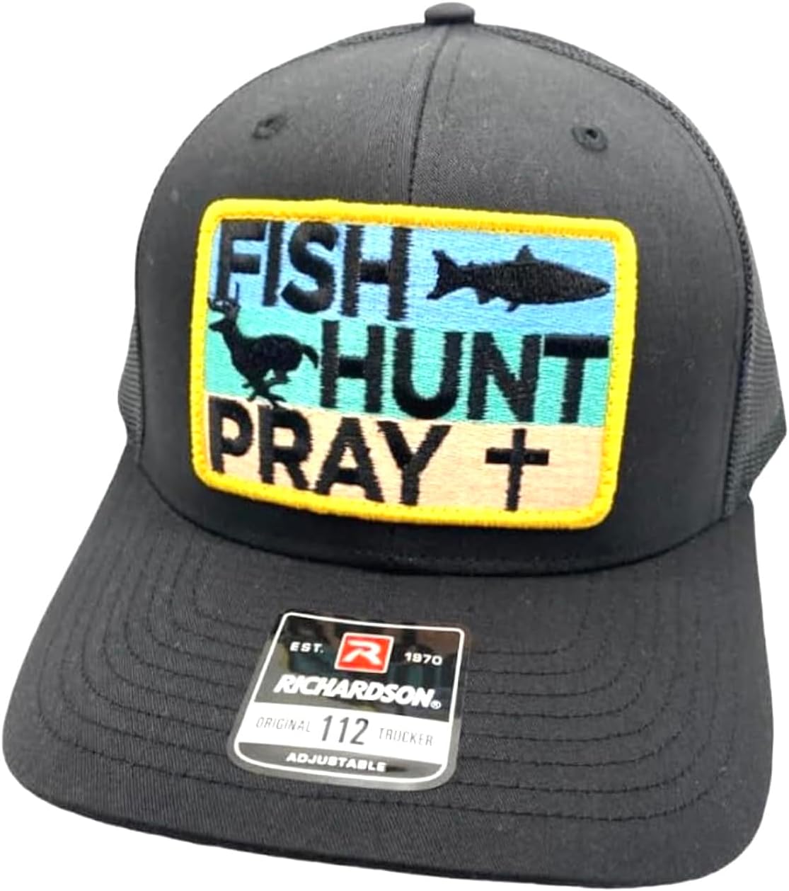 Trucker Hat, Fish Hunt Pray Color Patch, Adjustable, Black