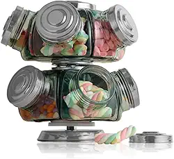 Baleiro Giratório de Vidro Duplo Médio - Prático, Bonito e Cheio de Nostalgia - Vidro&Decor (Prata)