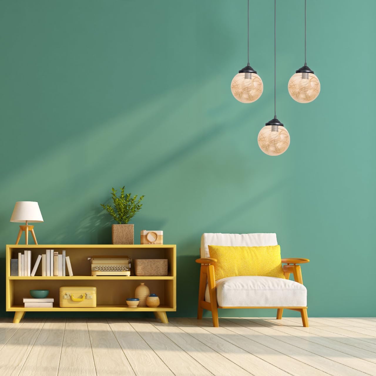 Wire Lampshade Replacement Globe Light Cover for Pendant Lamp Chandelier Decorative Glass Lamp Shade 5.11X5.11X4.72In Easy Install