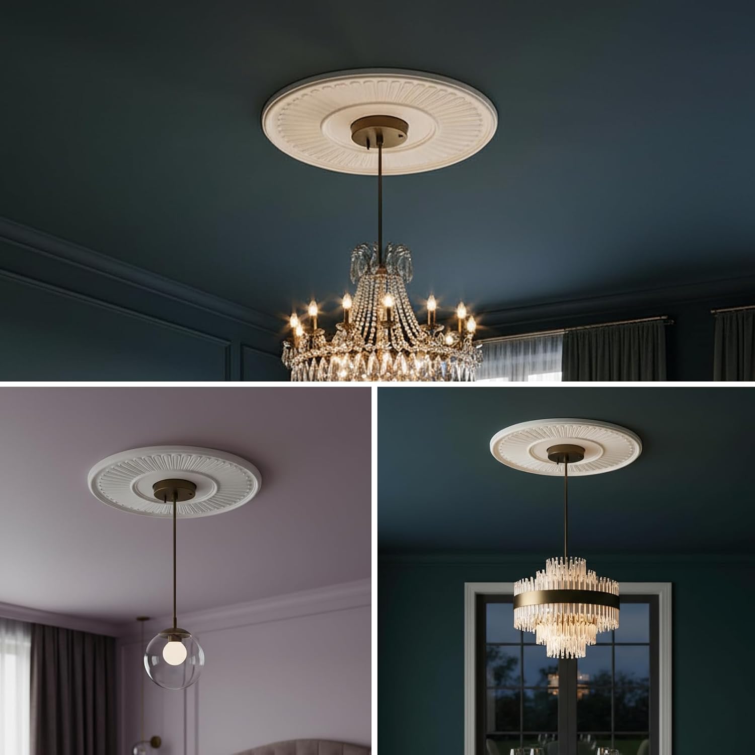 PU Ceiling Medallion Ceiling Rose Ceiling Fan Decorative Base for Light Fixtures Base Chandelier Faux Plaster Pendant Accessories for Home Home Decoration