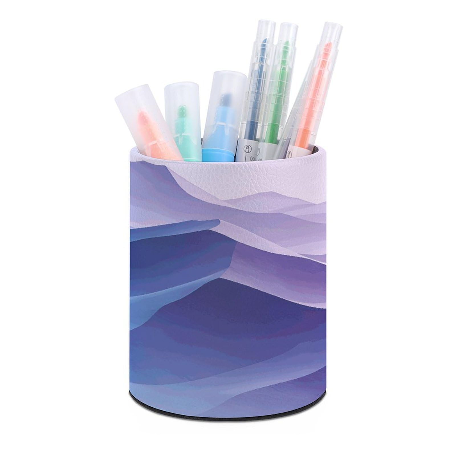 LZQPOEAS - Abstract Topographic Map Pen Holder for Desk Organizer, Modern Minimalist Round Pen Storage Case PU Leather