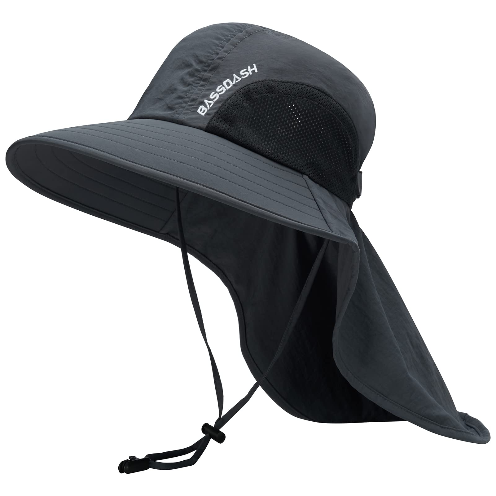 Bassdash UPF 50+ Sombrero de Sol de ala Ancha Unisex Resistente al Agua con Solapa de Cuello Grande Sombrero de Pesca de Cola de Caballo para Hombres Mujeres