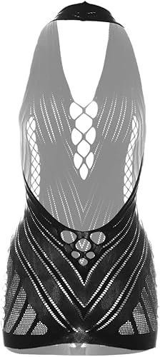 Miniatura 2 de Lencería de red para mujer, ropa de dormir transparente de una pieza con cuello en V, mini vestido, talla única