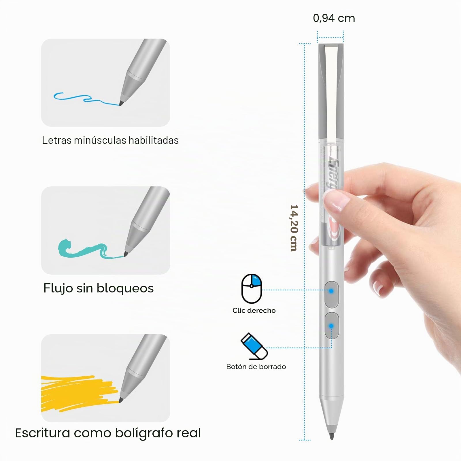 Stylo Activo MPP 1.51 para HP Omnibook Envy X360 Pavilion X360 Specter X360 Specter X2 Envy X2 – 1024 Niveles de Sensibilidad a la Presión, Rechazo de Palma, Autonomía de Batería 2500H