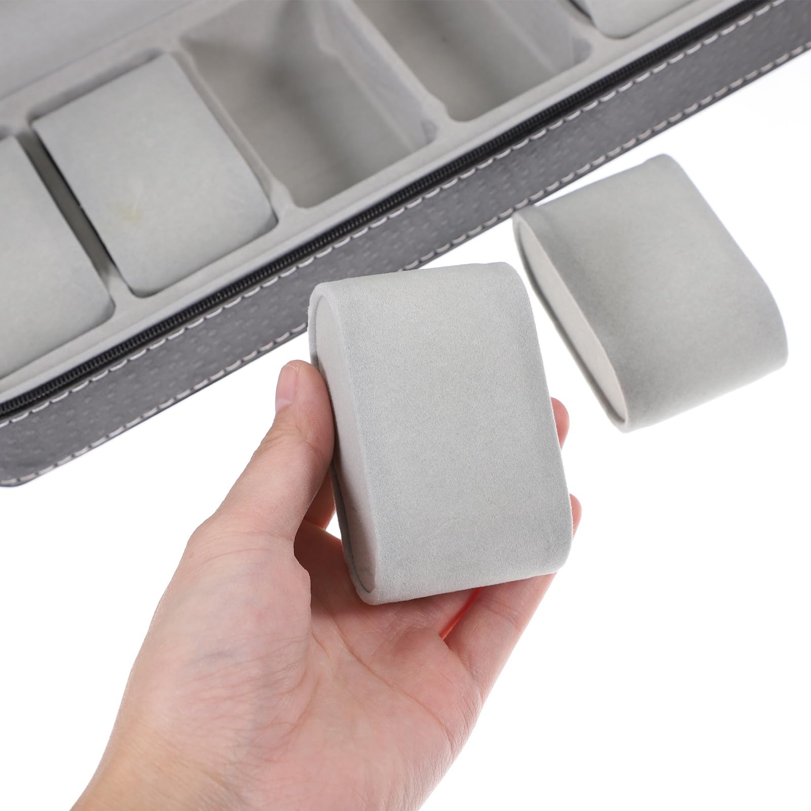 POPETPOP Reise Uhrenetui mit Reißverschluss Uhrenbox aus Leder für Herren und Damen Organizer mit 6 Positionen zur Sicheren Aufbewahrung und Präsentation