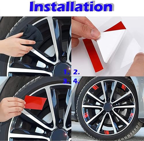 Miniatura 5 de Paquete de 12 calcomanías reflectantes para llantas de rueda, calcomanías reflectantes para automóvil, calcomanías impermeables para llantas de 18 a