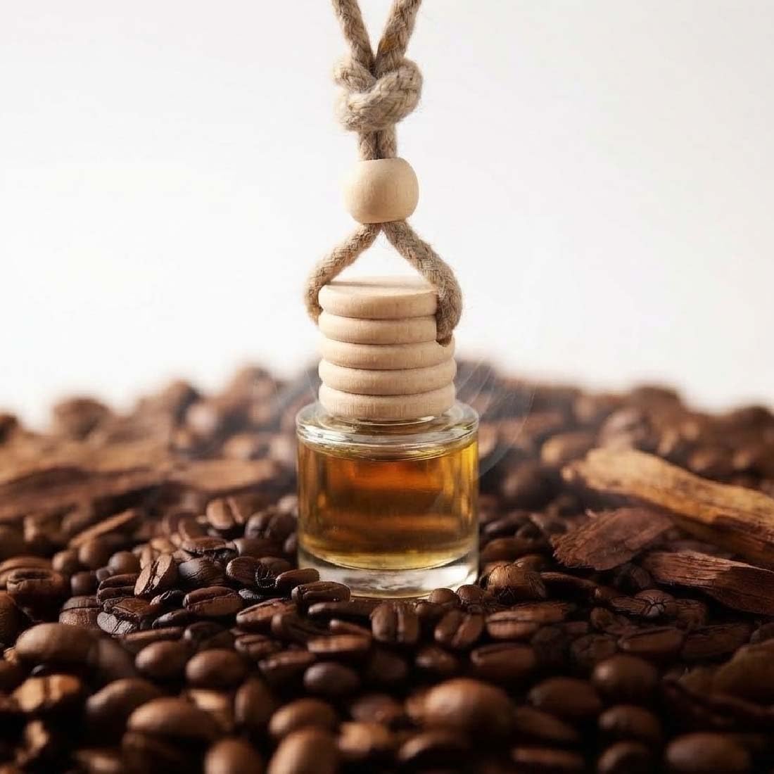 Coffee Air Freshener for Car||Car Perfume Hanging Pod|Long Lasting 30 Days| Natural Essential Oil Car Diffuser in Glass Bottle with Wooden Cap |Refillable Hanging Pod for Interior-image-26