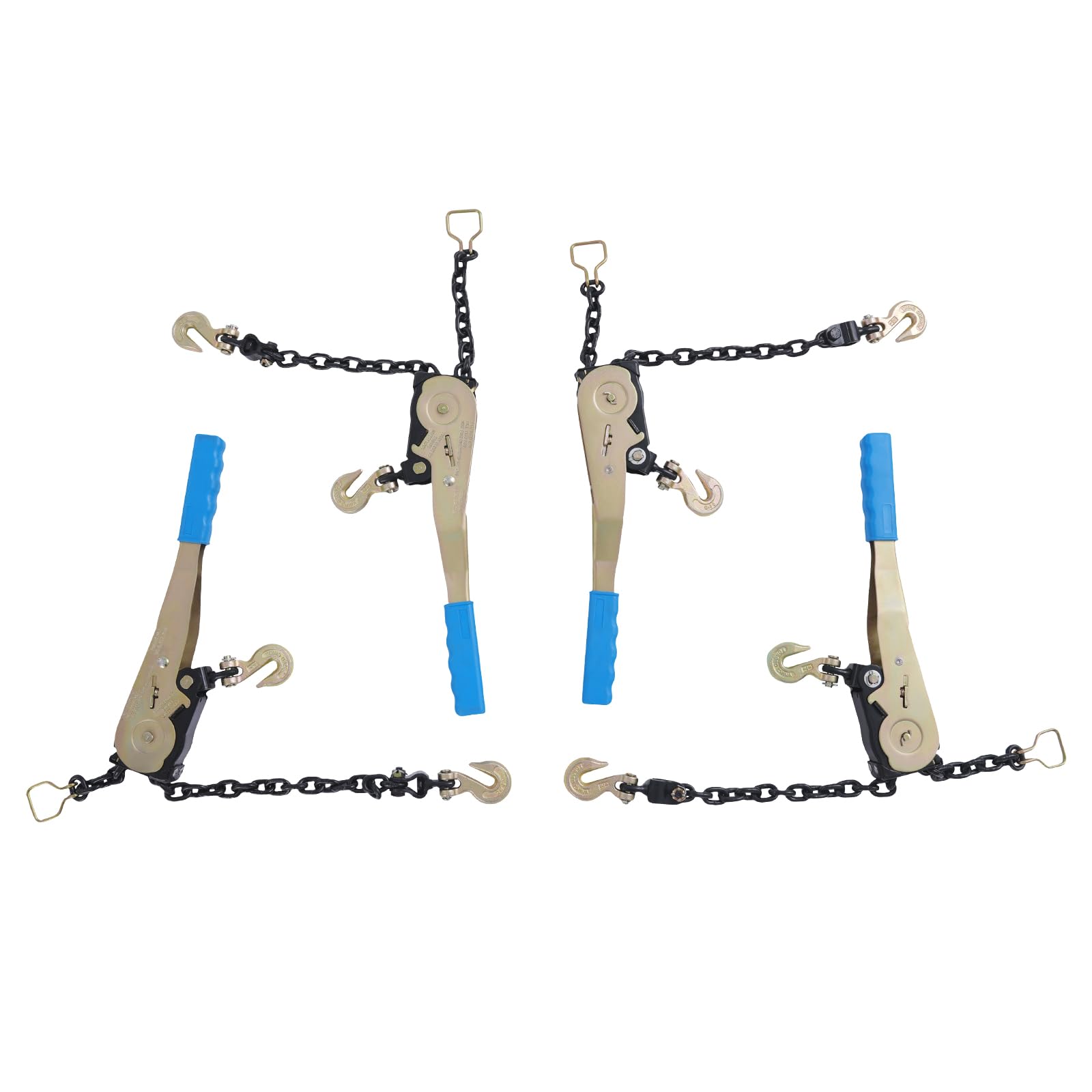 1/4-5/16in Ratcheting Chain Binder Kit, 2500 lbs Double Gear Ratchet Chain Binder, Heavy Duty Tie Down Ratchet Load Binders for Trucks, Trailers, Tractors (4 Pack)