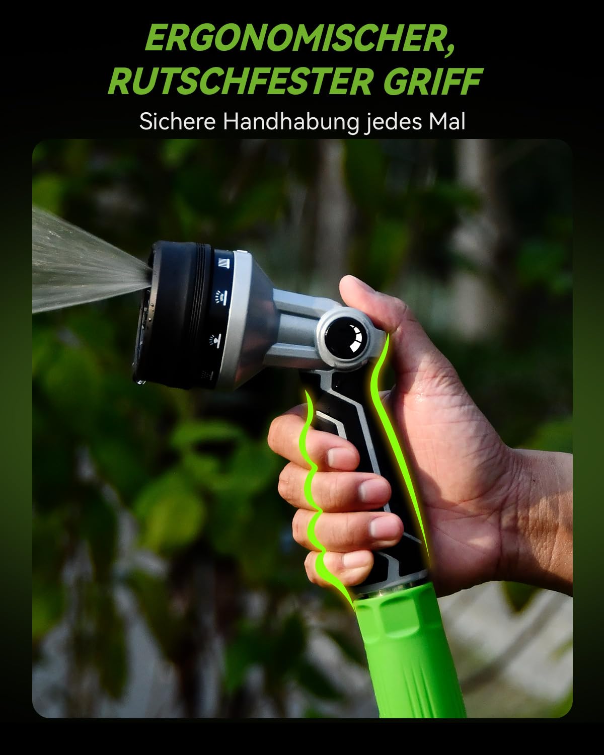 RAINPOINT Gartenbrause Metall, Hochdruck Gartenschlauch Düse mit 10 Bewässerungsmuster, Daumensteuerung, Hochbelastbar Garden Spritze für Bewässerung, Autowaschen, Haustierdusche, Schwarz
