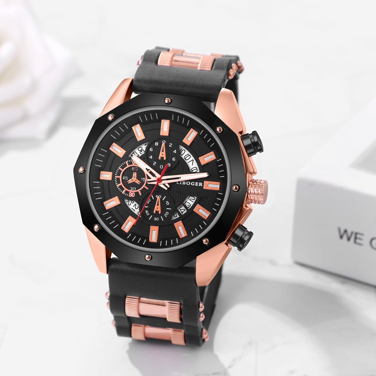 OIDEA Sports Watches for Men: Fashion Large Dial Silicon Strap Analog Quartz Quartz Wrist Watch Calendar Business Work Dress Casual Mens Watches Gifts