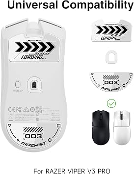 Razer Viper V3 Pro Wireless Esports Gaming Mouse Skates, Rounded Curved Glass Feet Replacement, Super Fast Smooth and Durable Sole Stickers (White)