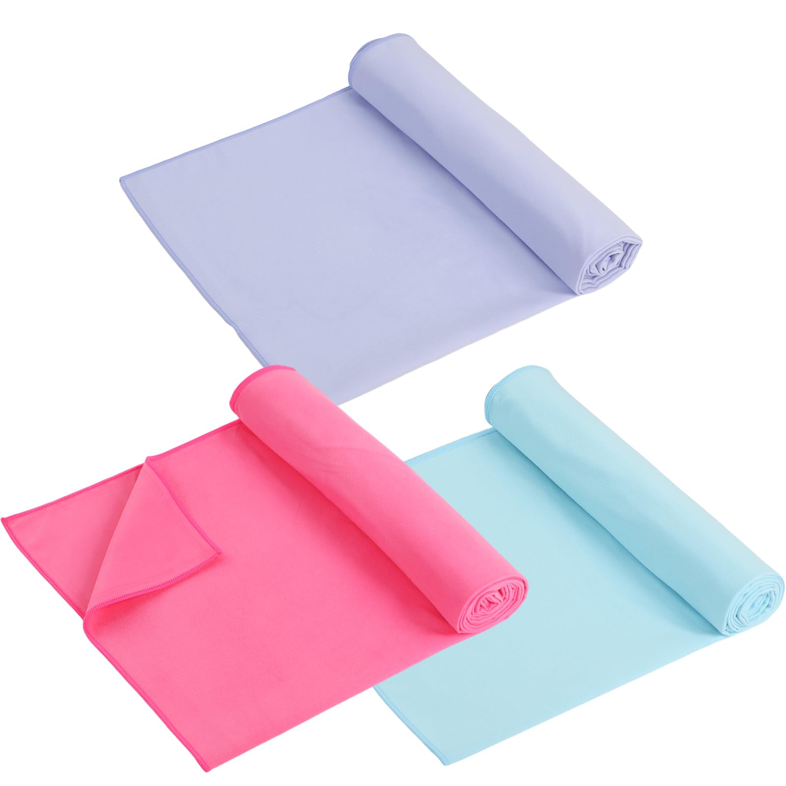 Breling 3 Pack 26"x73" Hot Yoga Mat Towel Pack Non-Slip Yoga Mat Gym Sweat Absorbent Microfiber Towel for Pilates Workout Women Men