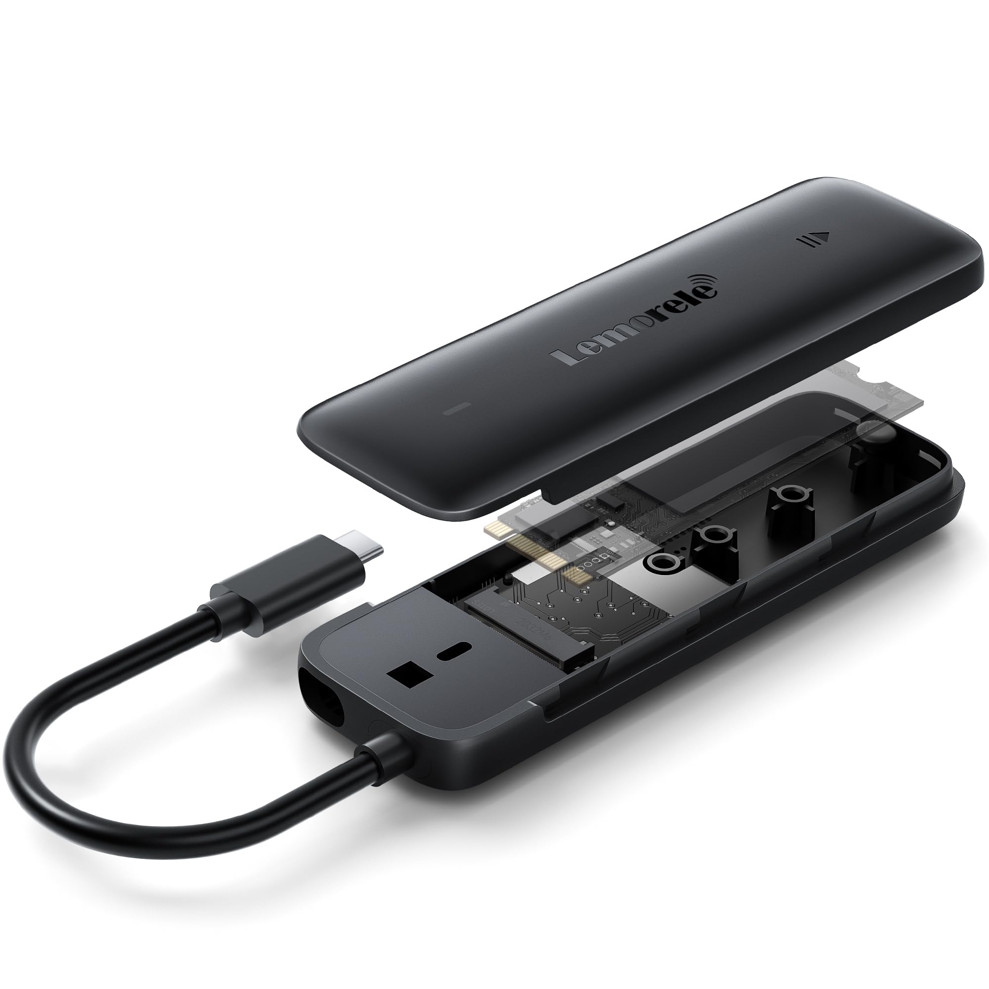 Lemorele M.2 NVMe SSD Enclosure, 10Gbps USB-C 3.2 Gen 2 M.2 NVMe PCIe External Enclosure Adapter, Tool-Free, for M-Key & B&M Key Solid State Drives 2230/2242/2260/2280, Realtek RTL9210 Chipset-image-22