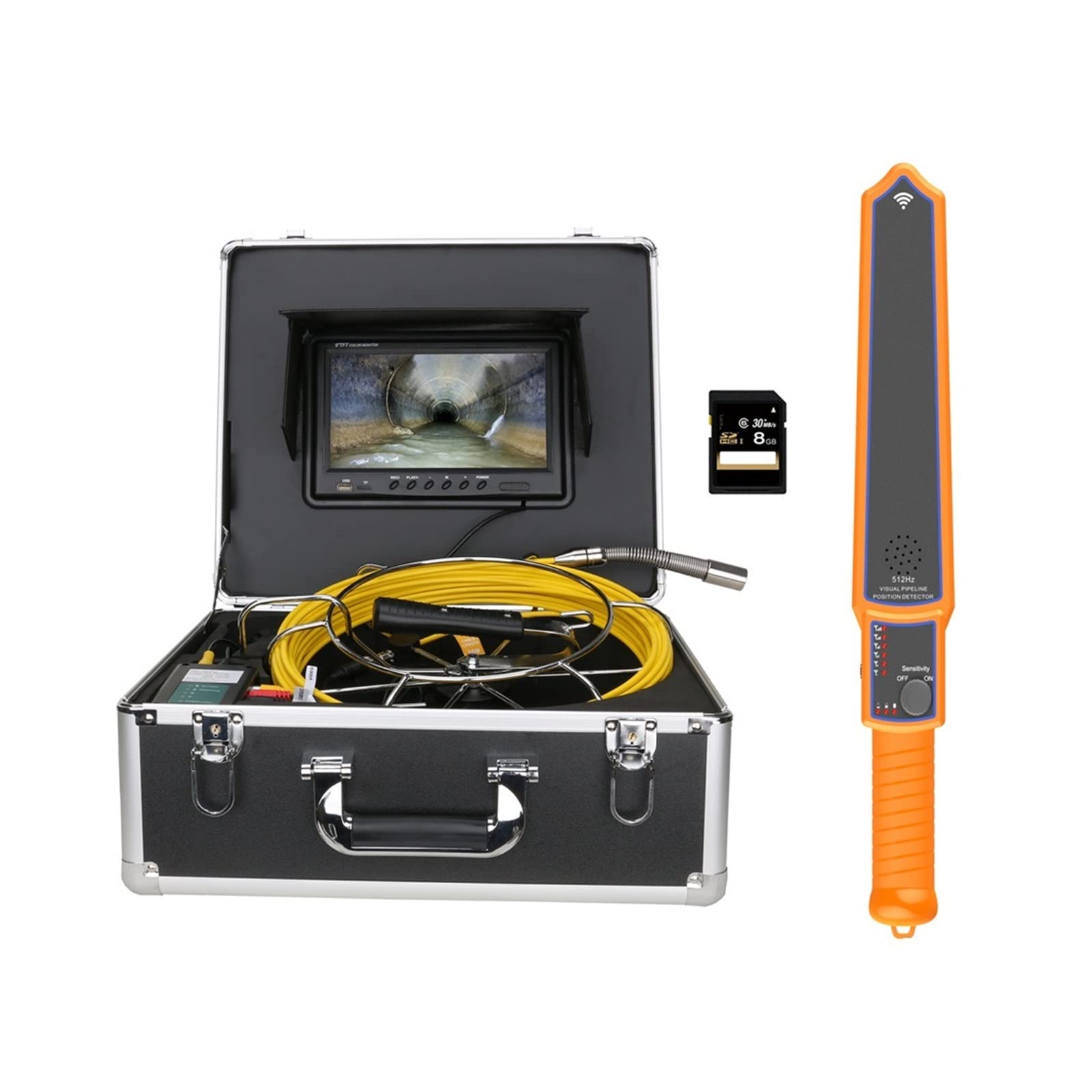 Cámara de Alcantarillado, Cámara de alcantarillado con localizador, endoscopio industrial de alcantarillado de drenaje Monitor de 9 pulgadas DVR 22 mm IP68 HD 1000TVL Cámara de video de inspección de