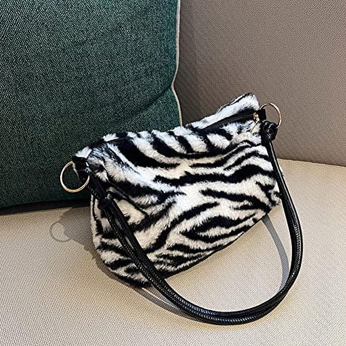 Bolsas de mão femininas de pelúcia casuais outono inverno peles artificiais elegantes leopardo vinta