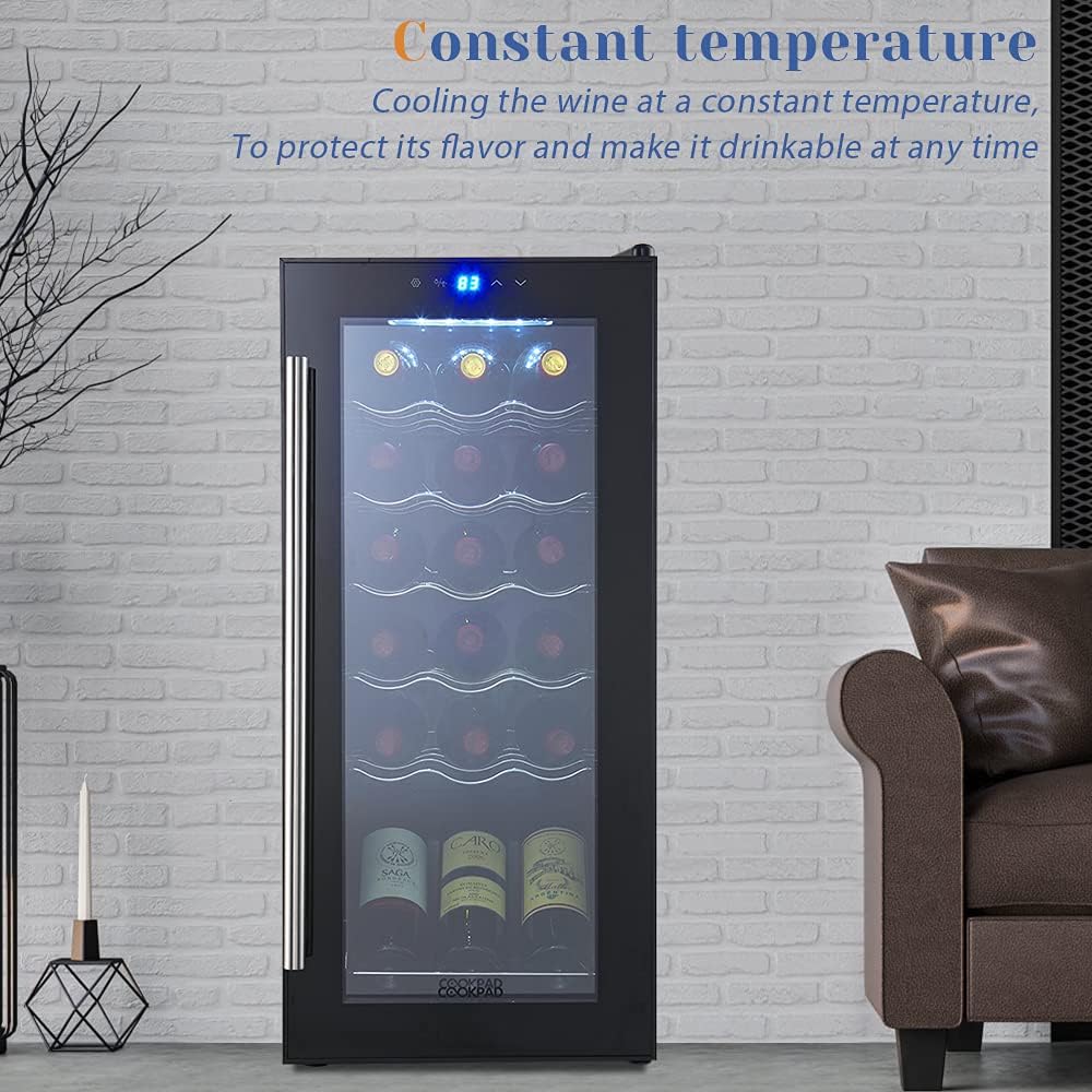 18 Bottle Wine Cooler Refrigerator Compressor Wine Fridge Freestanding Wine Cellar for Red, White, Champagne or Sparkling Wine, 41f-64f Digital Temperature Control Cooling for Home Office Bar : Home & Kitchen