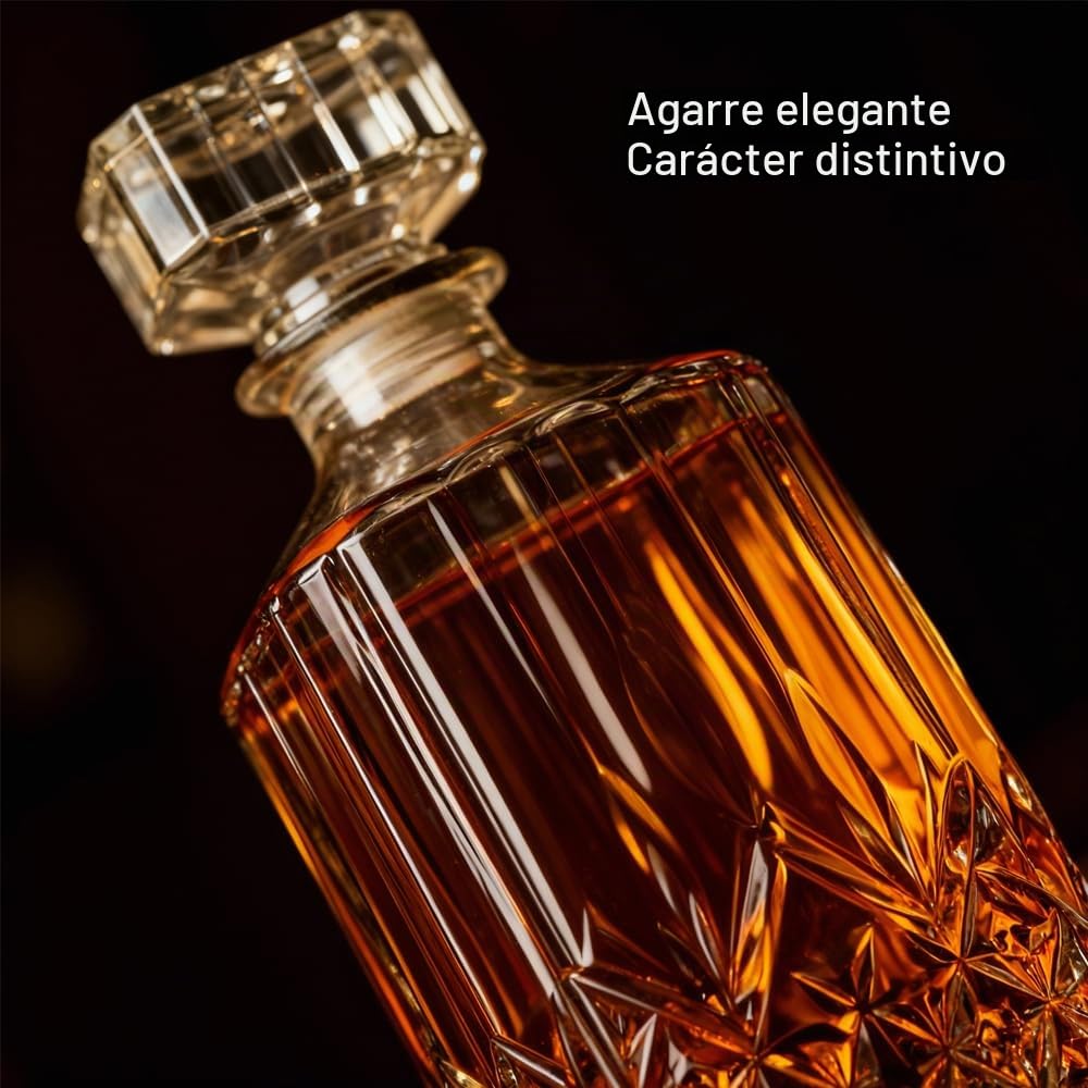 Decantador de whisky con tapón geométrico hermético, decantador de licor de 32 onzas, decantador de vidrio, botella de licor diáfano, decantador con tapa hermética para whisky, vodka, bourbon