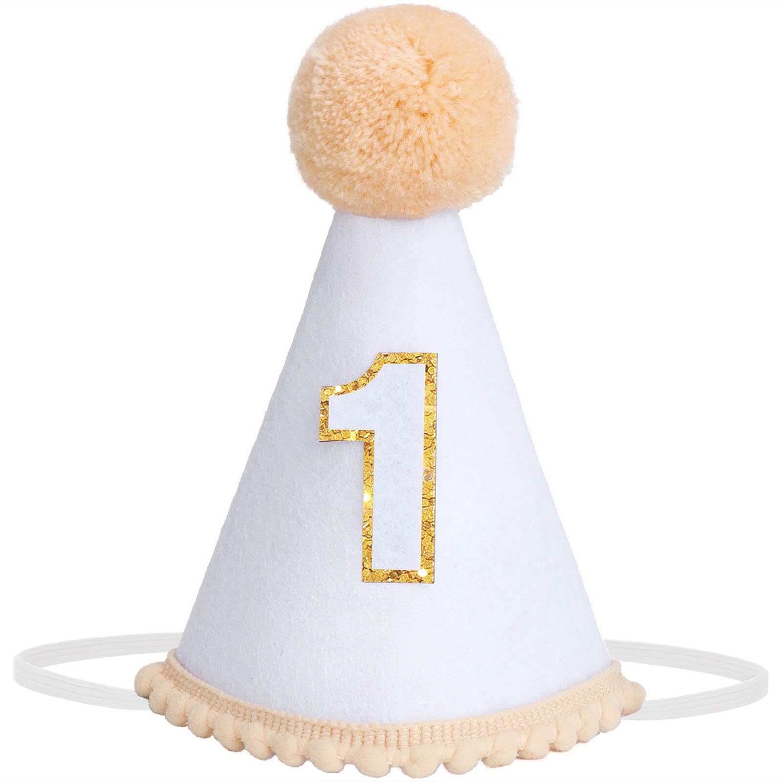 Dreshow Women's 1 Pack 1St Birthday Hat: A02 1St Birthday Baby Party Hat First Birthday Cone Party Hats With Pom Poms Cake Smash Photo Props Headwear Decor For Girls Boys
