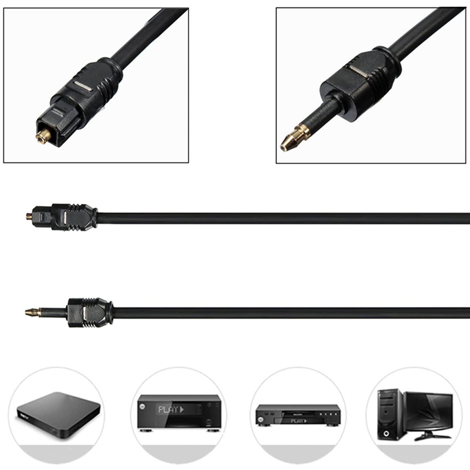 Cavo 3,5 mm Spina digitale ottica SPDIF linee in fibra ottica a bocca rotonda Connettore TOSLINK Cavo Spdif