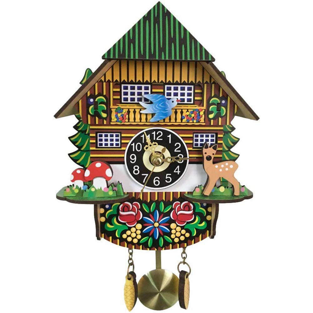 VHKJewE Black Forest Cuckoo Clock With Mechanical Bird Plastic Battery Operated Wall Decor 3 Inches(3)