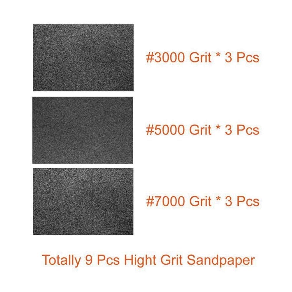 9 PC 3000 5000 7000 Alto Valor de Ley Wet and Dry Papel de Lija Surtido enarenan 9 X 3.6 Pulgadas for el Coche Auto de la Pintura de Cuerpo Autom