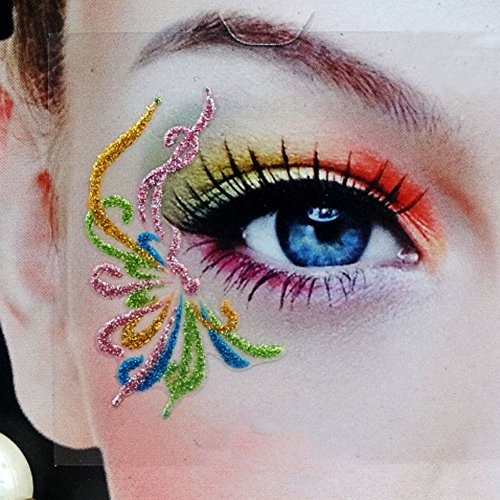 3Pairs(6PCS) Different Models Colorful Temporary Transfer Eyeshadow Eyeliner Canthus Stickers With Self-Adhesive for Show And Halloween Party(1# /9# /13#)