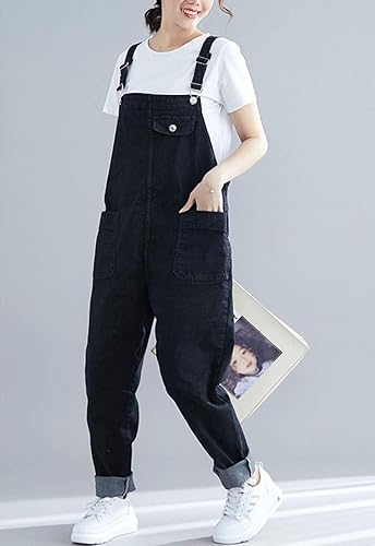 Vista 3 de Flygo Overol de mezclilla holgado y holgado para mujer