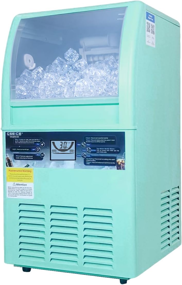 Commercial Ice Maker Machine, 100lbs/24H,20lbs Storage Bin, 50 Cubes in 8-12 Mins