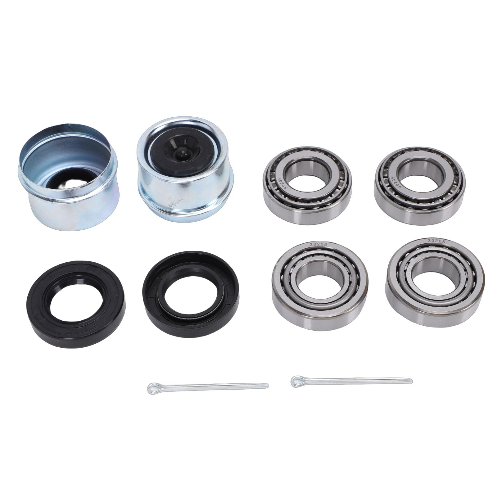 Aramox Kit de Roulements D'essieu de Remorque 30205, avec Joints TC, Couvercles Anti-poussière et Goupilles Fendues pour Remorques Légères