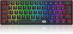 Teclado Mecânico Gamer Redragon Jax Iluminação Rainbow Preto 60% Switch Marrom K613-KB PT-BROWN