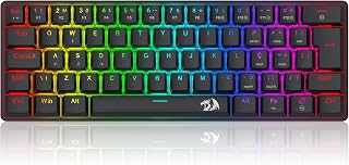 Teclado Mecânico Gamer Redragon Jax Iluminação Rainbow Preto 60% Switch Marrom K613-KB PT-BROWN